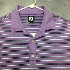 Footjoy Mens Golf Polo Shirt size 2XL Short Sleeve Purple Stripe Poly Stretch FJ